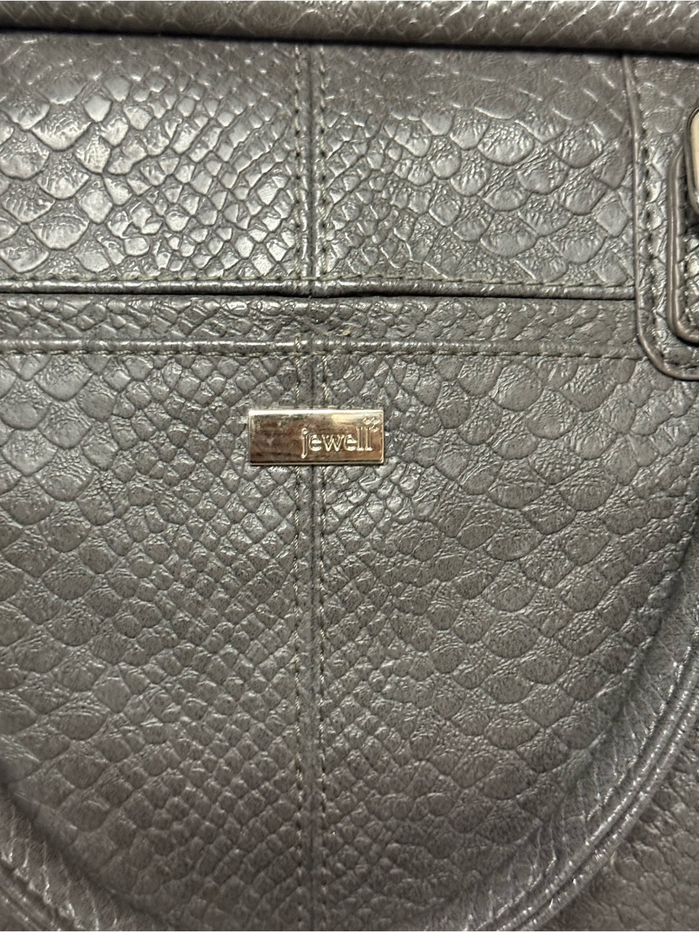 RARE Jewell by Thirty-One City Satchel / Bowler Crossbody in Grey Snakeskin - Picture 2 of 6